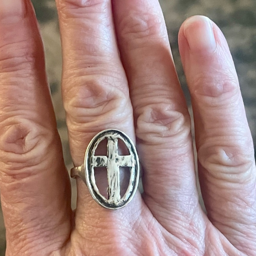 Carved Cross Ring